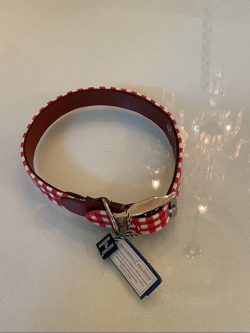 NEW SMATHERS & BRANSONRed Gingham Adjustable Collar by